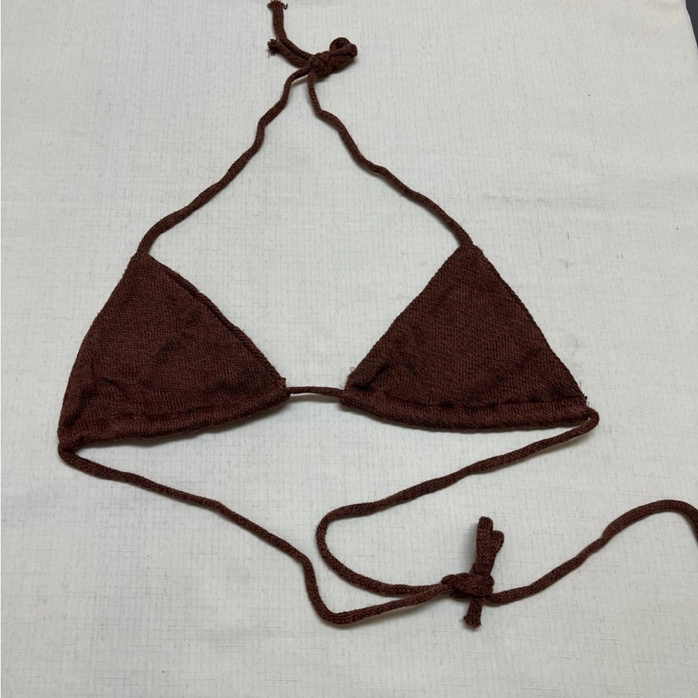 Savannah Morrow the label L brown Knit triangle crop top - Picture 3 of 11